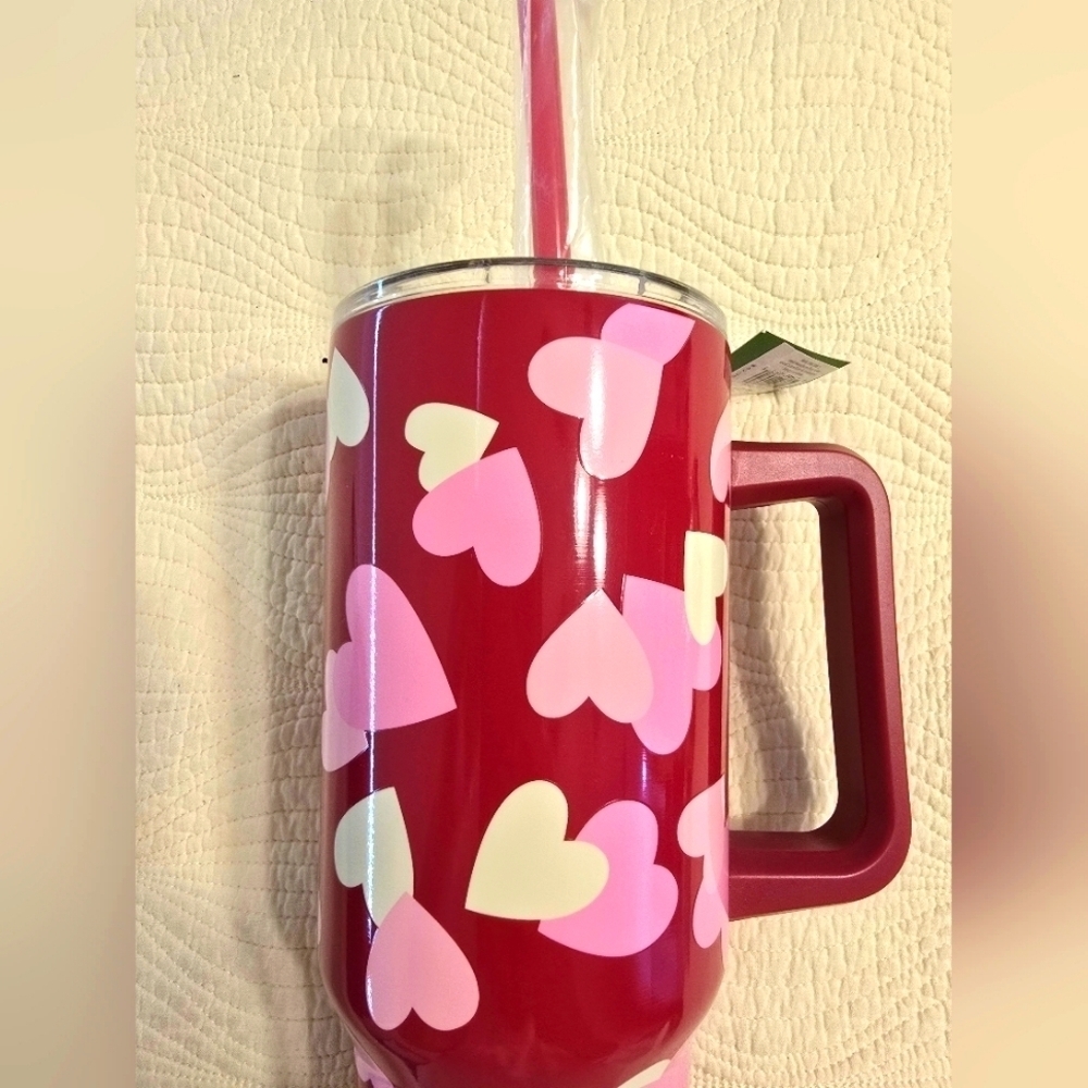 NWT Kate Spade Valentine Heart Stainless Steel Tumbler,  40 oz - Picture 2 of 9
